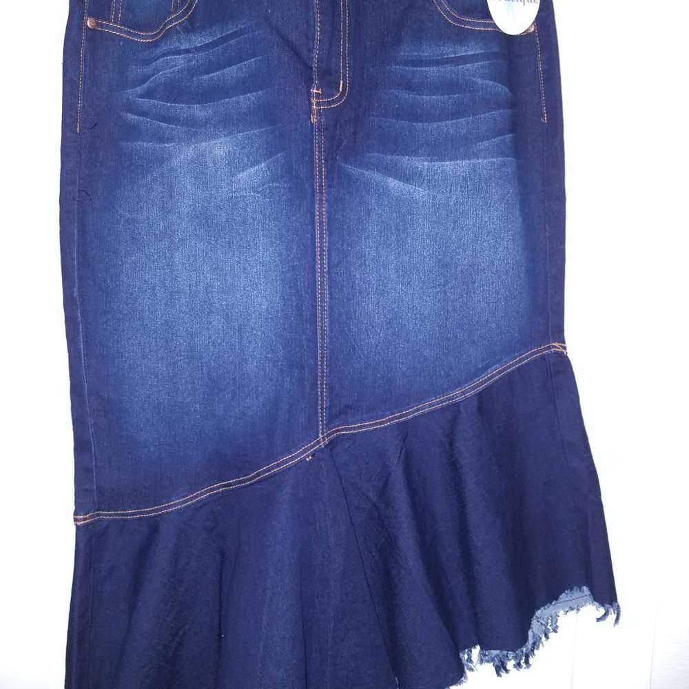 Hi-Low Denim Skirt